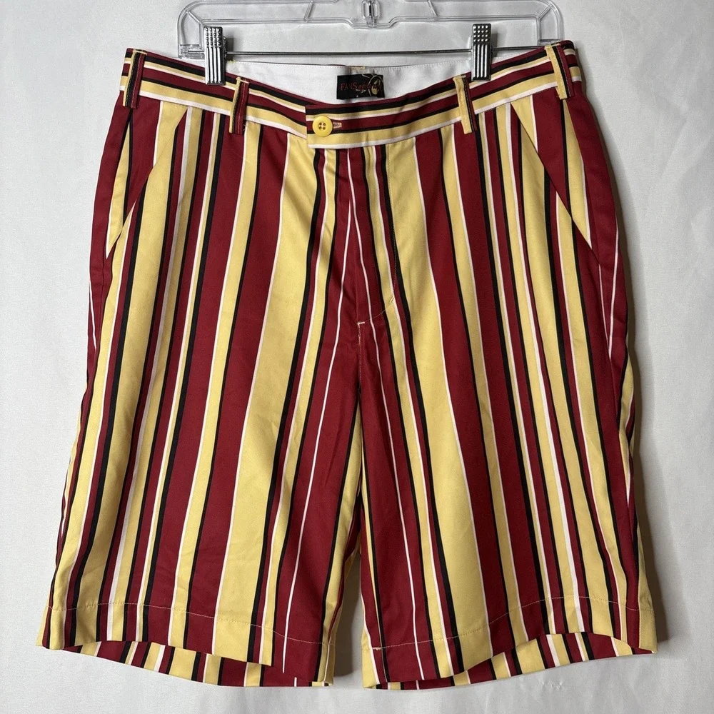 Fans Gone Wild Men Size 34 Striped Shorts USC ASU Central Michigan‎ Yellow Red